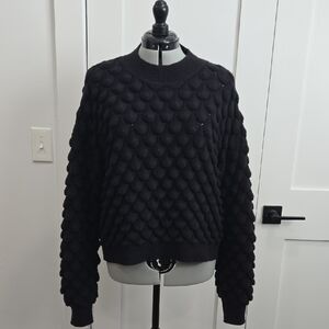 Disturbia Black Textured Crew Neck Sweater